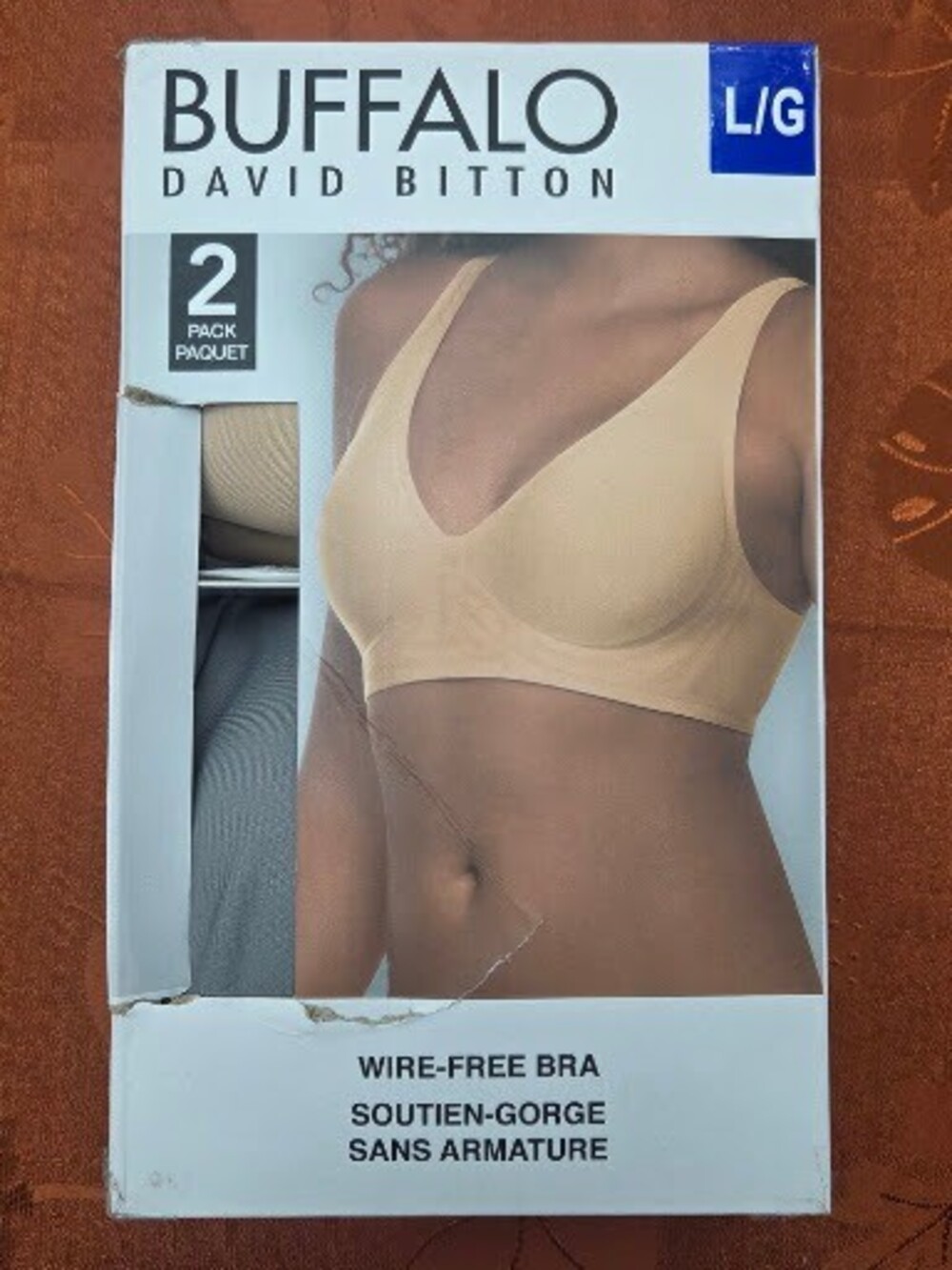 Buffalo David Bitton Women's Seam-Free Wireless Bra 2-Pack Beige & Gray L